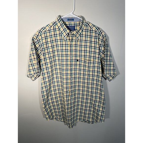 Pendleton Men’s L Short Sleeve Yellow Plaid Cotton Button-Up Shirt - Picture 1 of 8